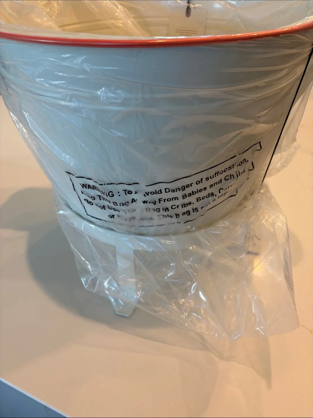 NWT Hearth & Hand off white Beverage Tub with orange Handles and Bottle Opener